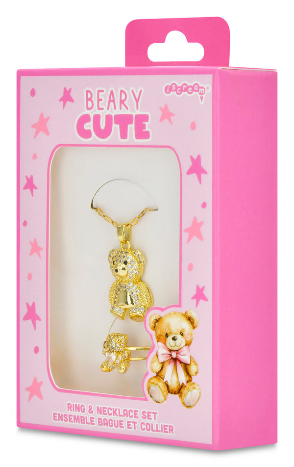 Bear Charm Necklace & Ring Set