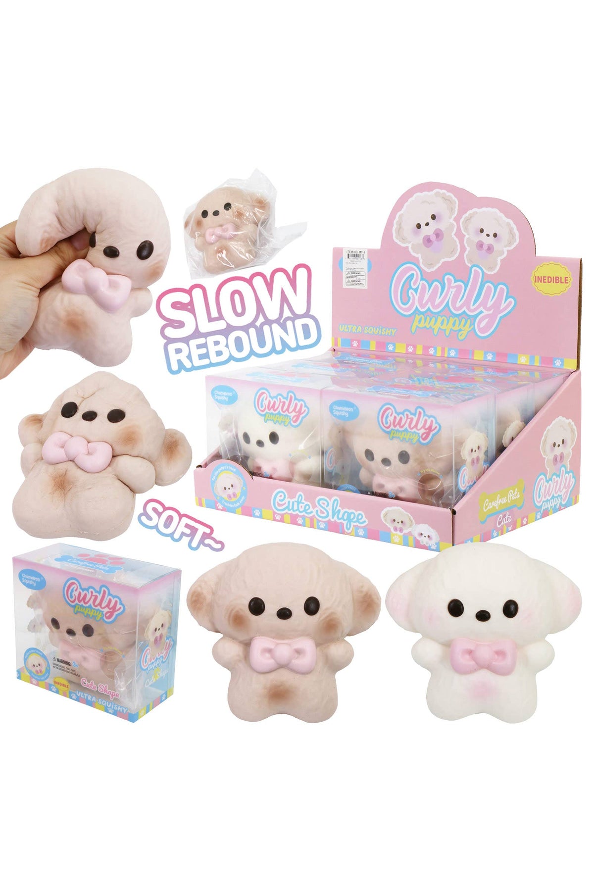 Curly Poodle Dog Soft Slow Rising Foam Squishy