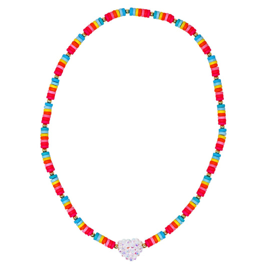 Rainbow Jeweled Heart Necklace