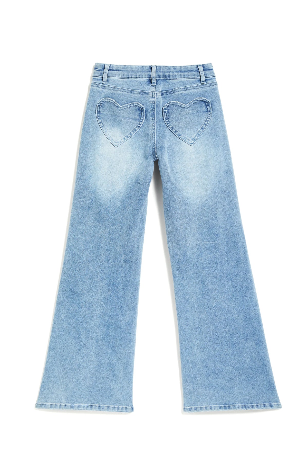 Heart Patch Pocket Wide Leg Jeans