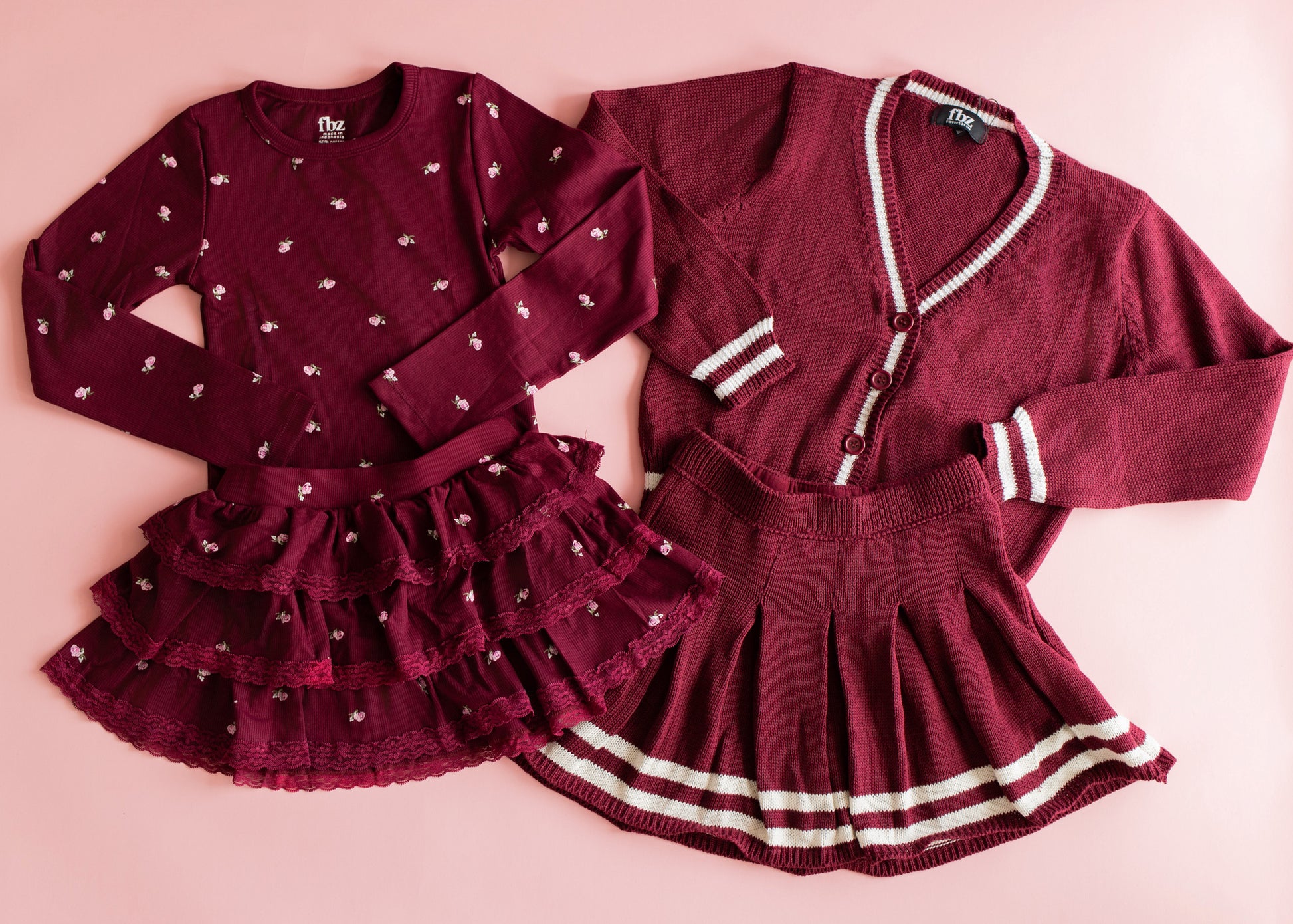 Knit Pleated Mini Skirt | Maroon