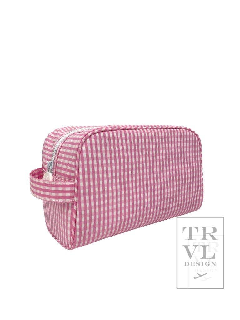 Stowaway Toiletry Bag | Gingham Pink