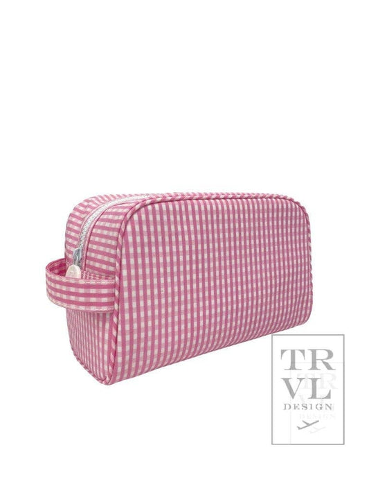 Stowaway Toiletry Bag | Gingham Pink