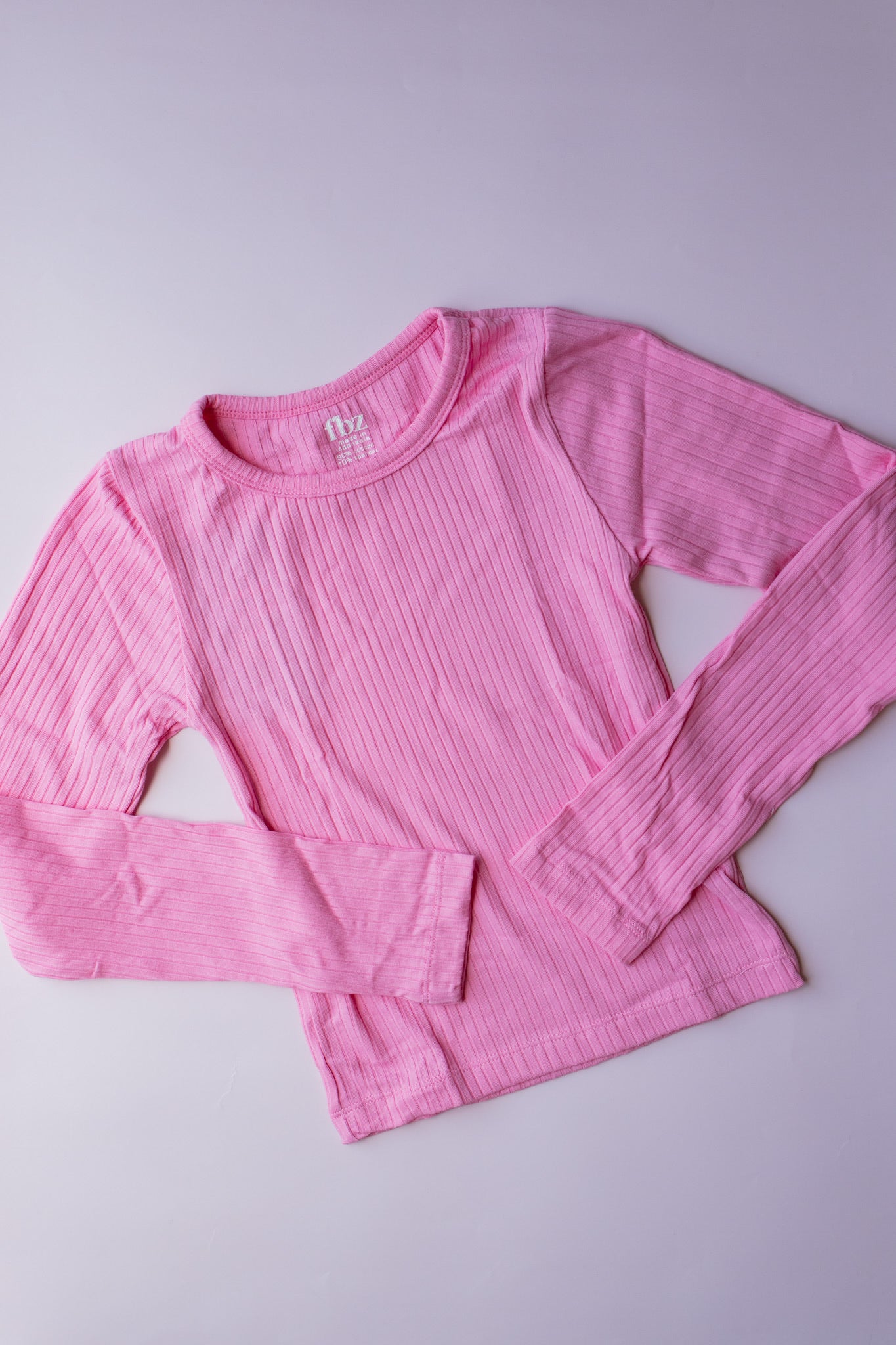 Ribbed Long Sleeve Tee | Pink