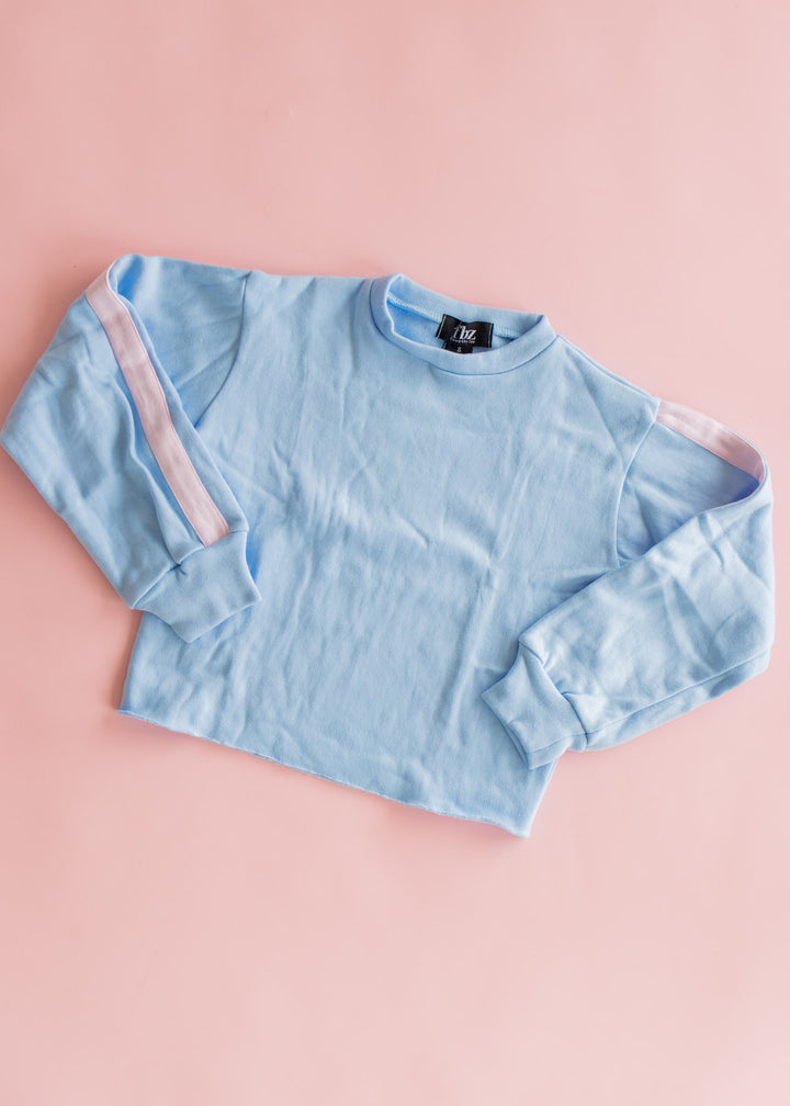 Crewneck Sweatshirt | Blue with Pink Taping