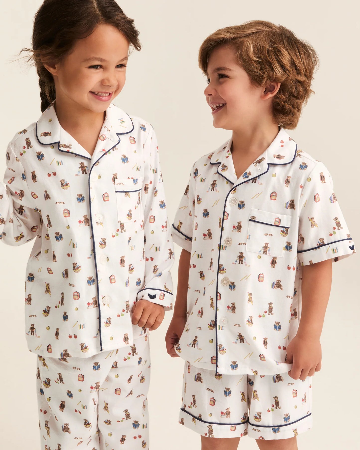 Kid's Twill Pajama Set | Teddy Goes To School