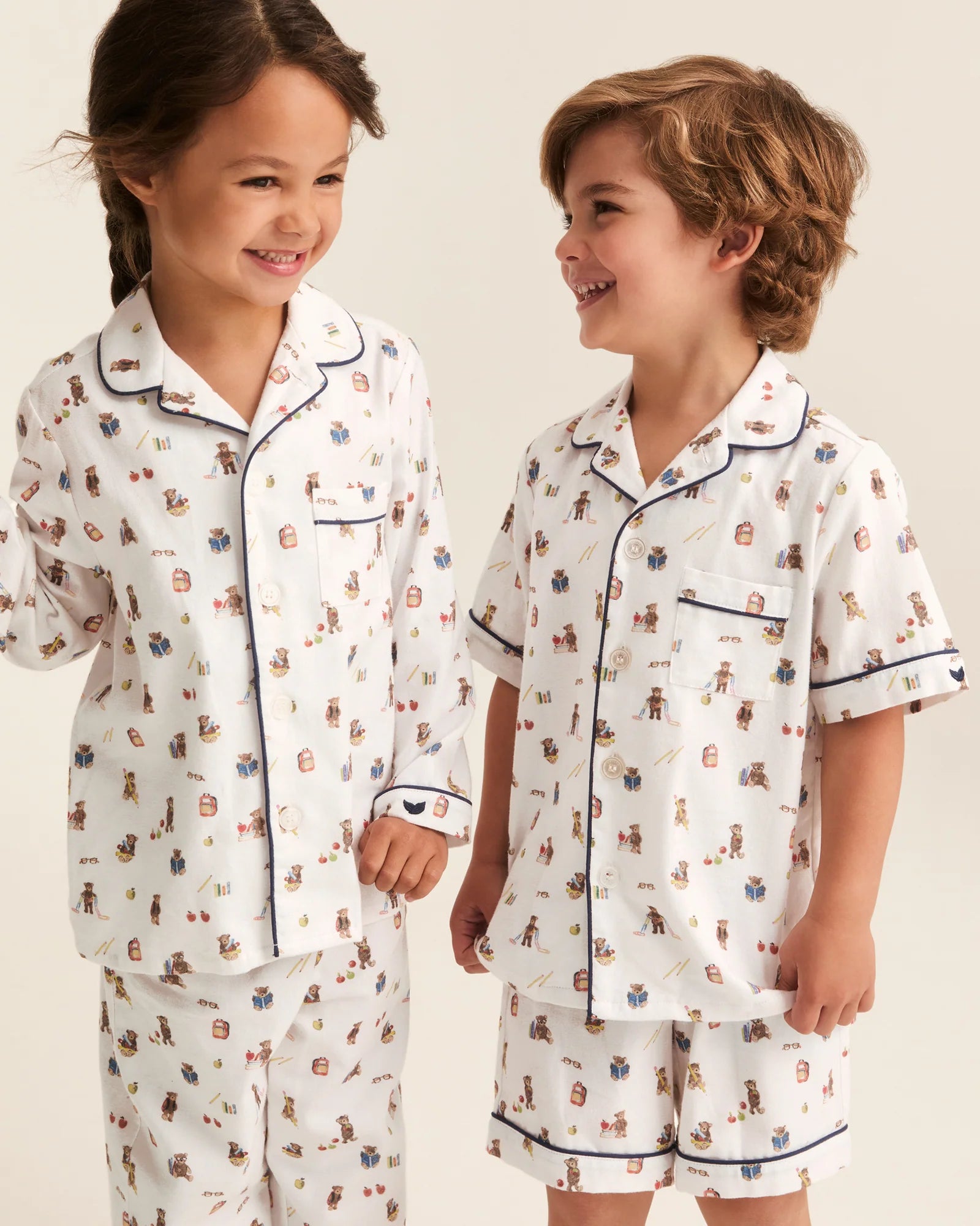 Kid's Twill Pajama Set | Teddy Goes To School