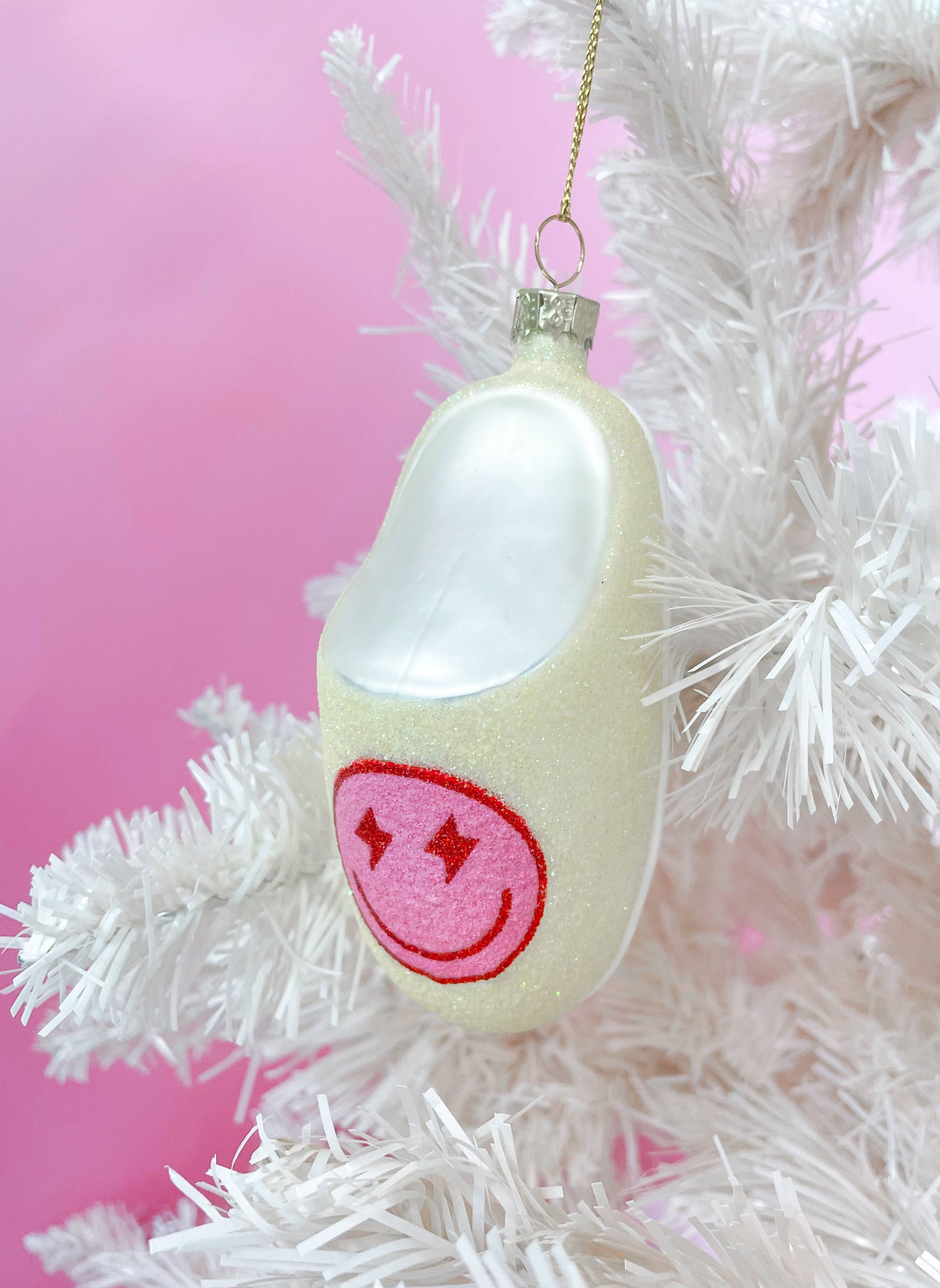 Pink Smiley Slipper Ornament