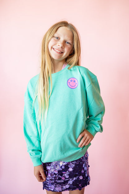 XOXO by Magpies Anything is Possible Smiley Sweatshirt | Aqua