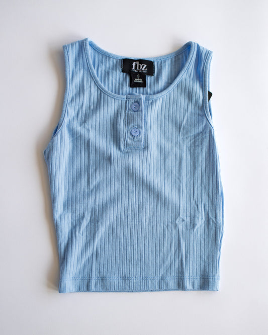 Ribbed Blue Henley Tank