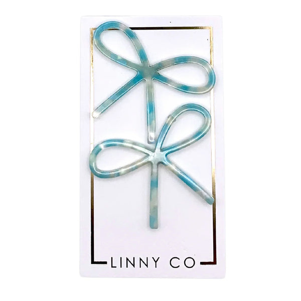 Lola Bow Earrings | Teal Sprinkles