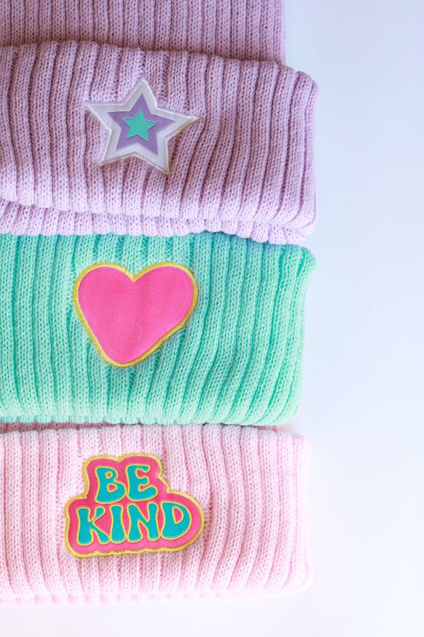 XOXO by magpies | Azure & Pink Heart Beanie