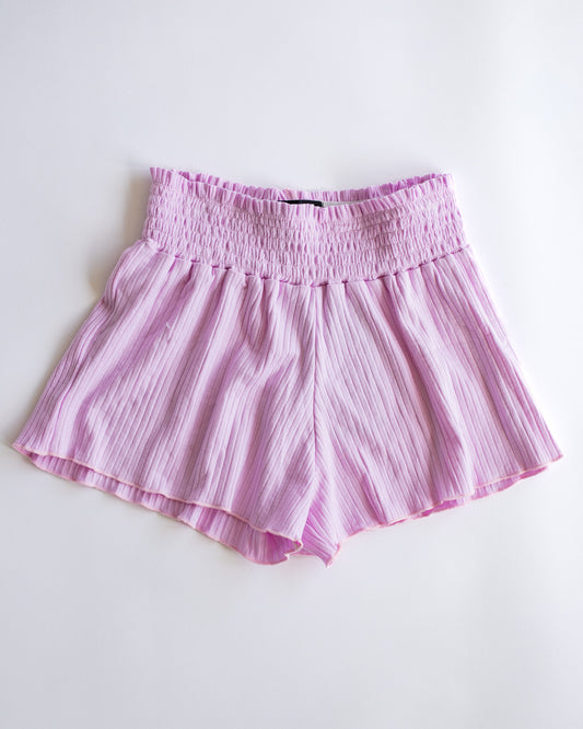 Ribbed Pink Smocked Short