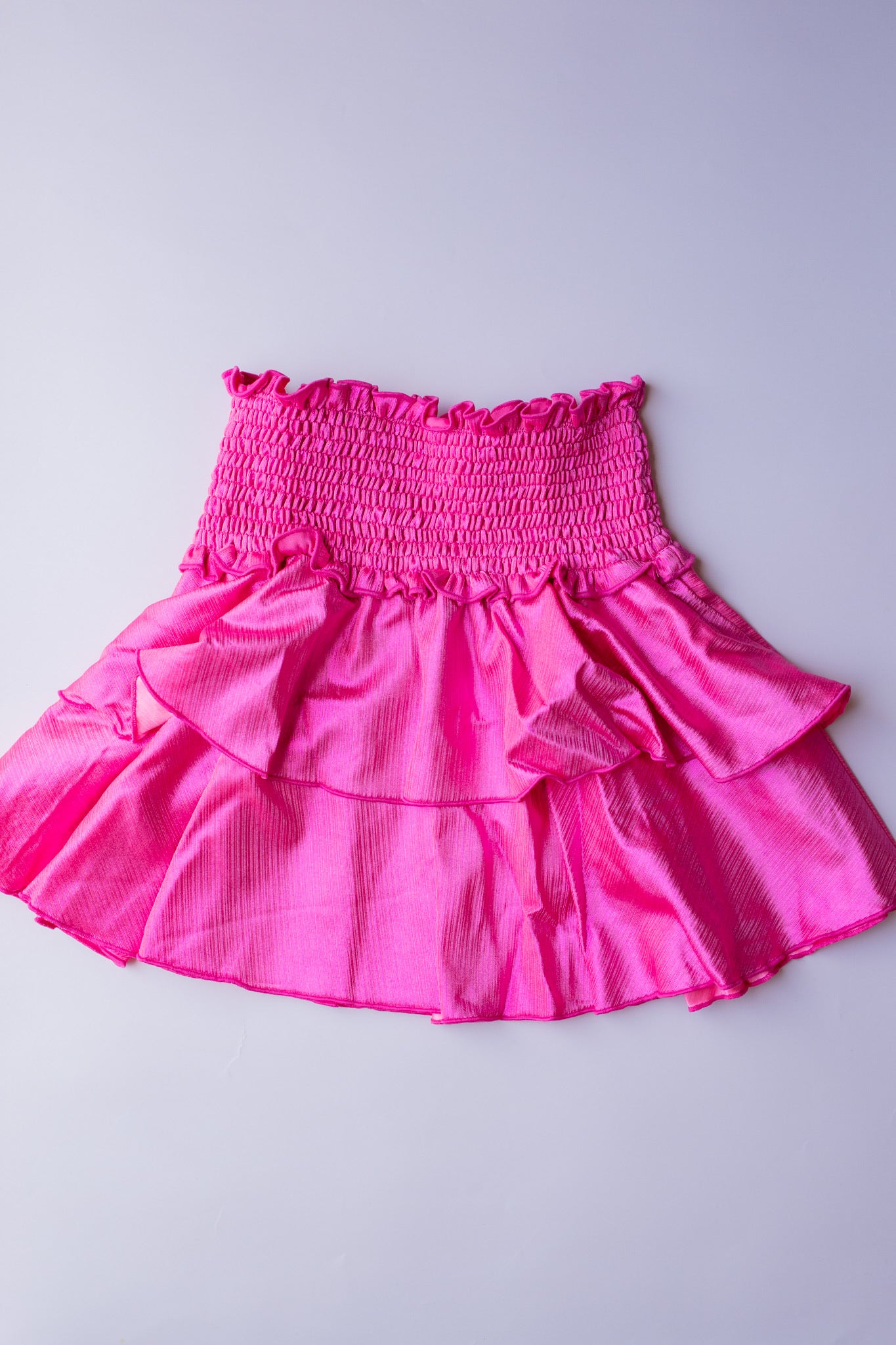 Metallic Smocked Skirt | Fuchsia