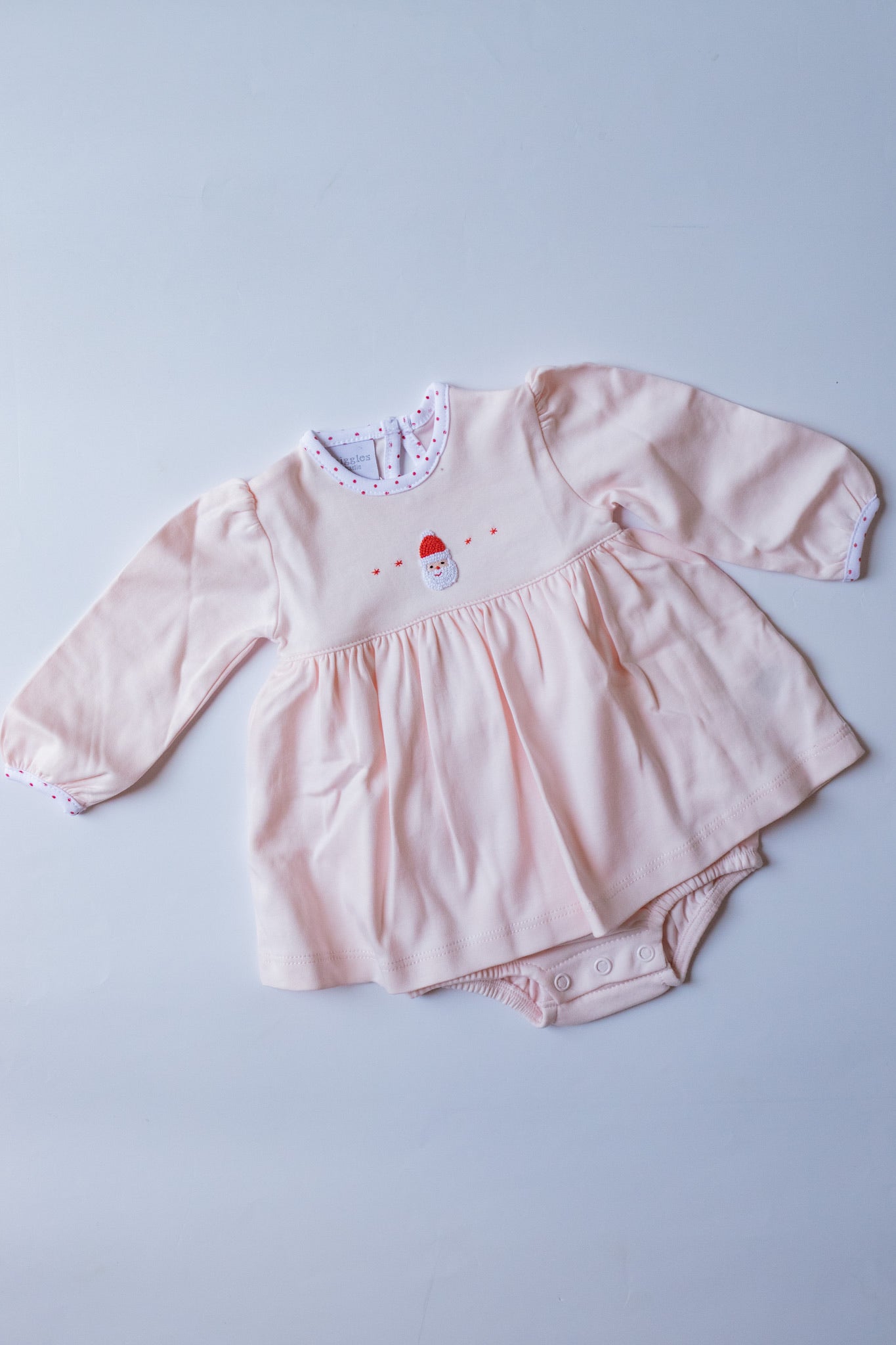 Tiny Santa Embroidered Onesie Dress