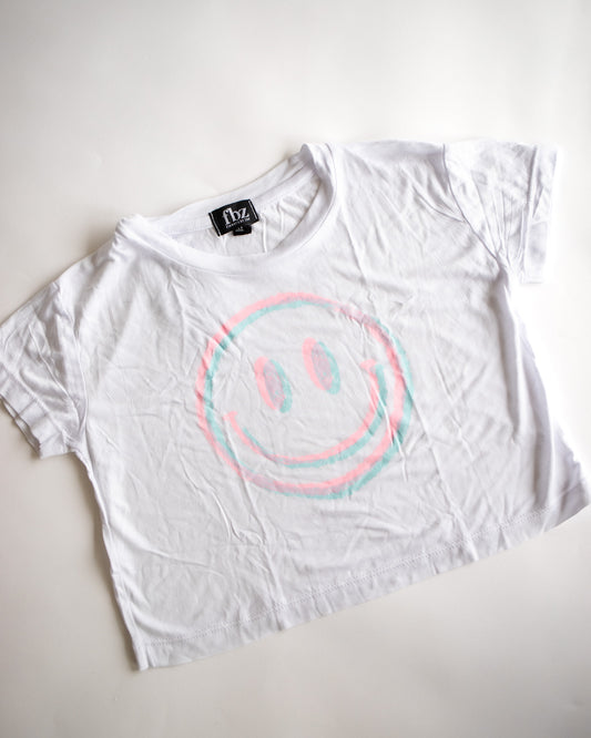 Pink + Blue Smiley Boxy Tee