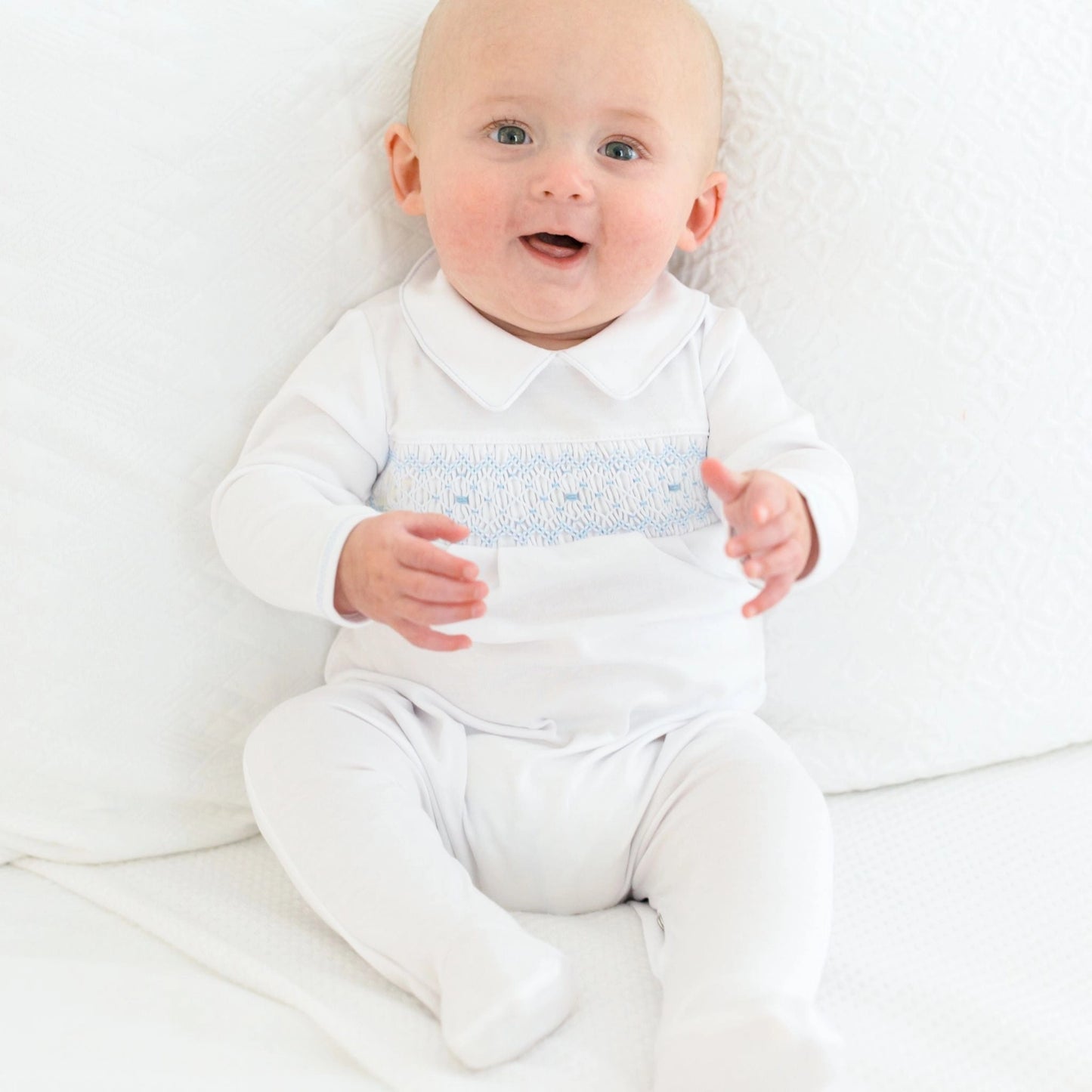 Lilly & Lucas Smocked Footie | Blue