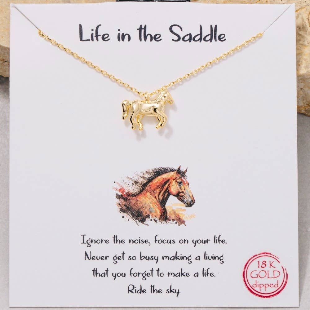 Gold Dipped Horse Pendant Necklace