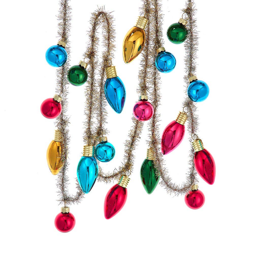 Vintage inspired tinsel & bulb garland