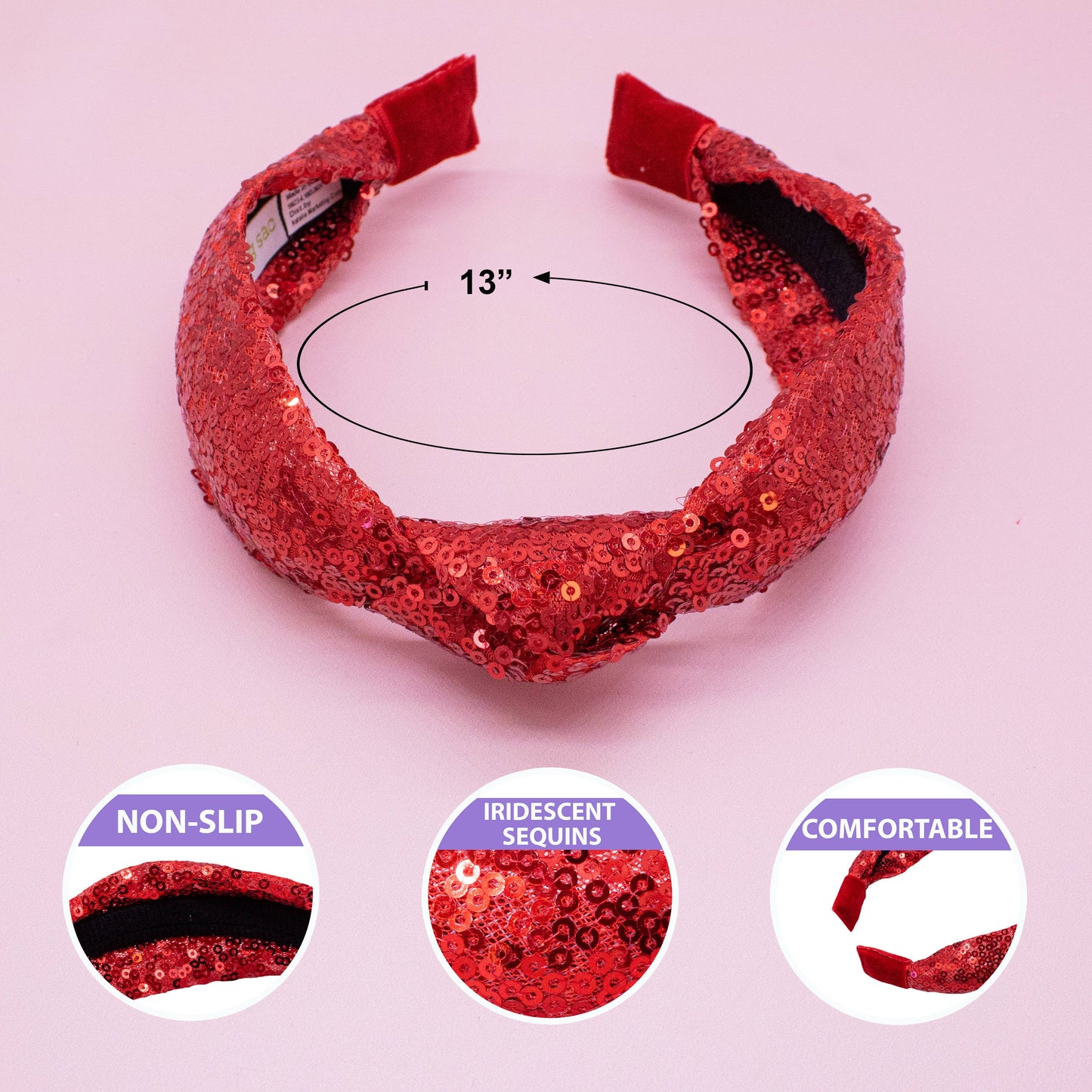 Kid's Sequin Knot Headband | Red