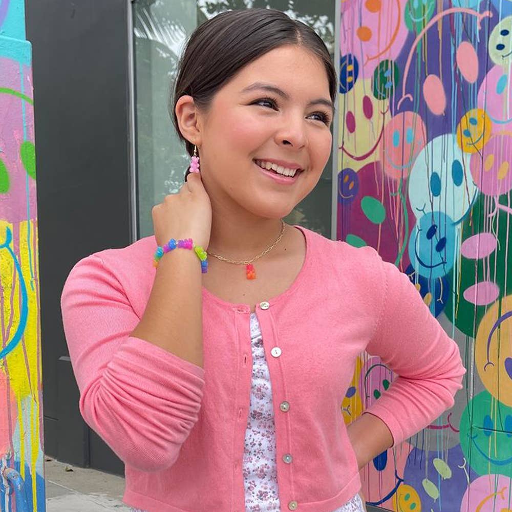 Lil Bear Thang Paperclip Necklace - Pastel Glitter Colors