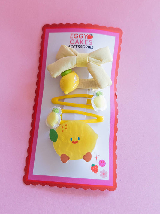Lemon Puffy Bow Set