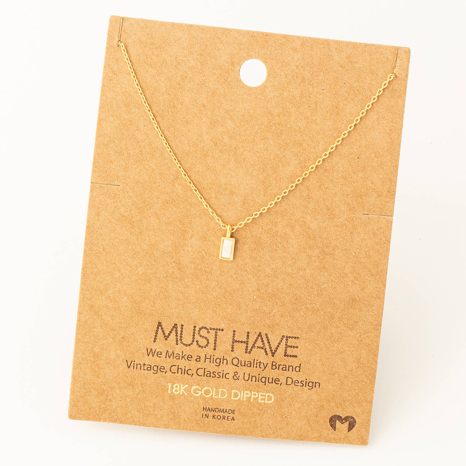 Mini Rectangle Charm Layered Necklace | Rose Gold