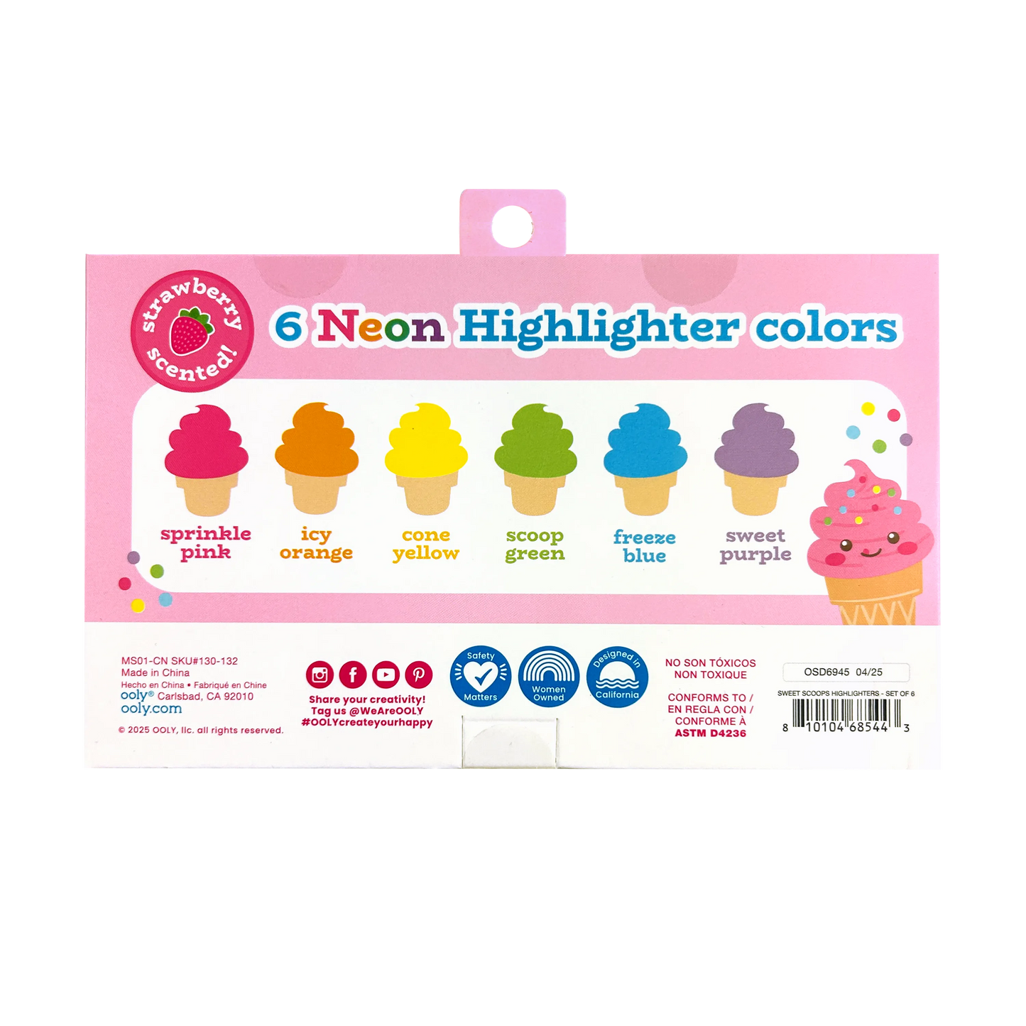 Sweet Scoops Neon Highlighters | Strawberry Scented