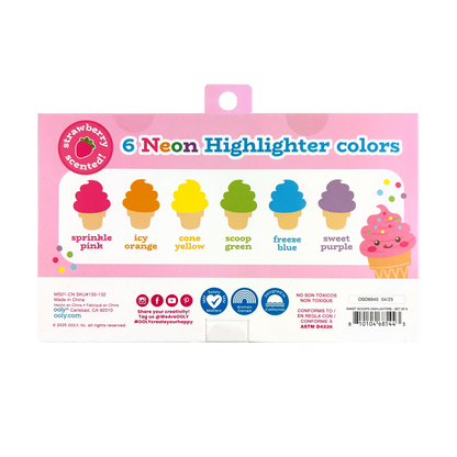 Sweet Scoops Neon Highlighters | Strawberry Scented