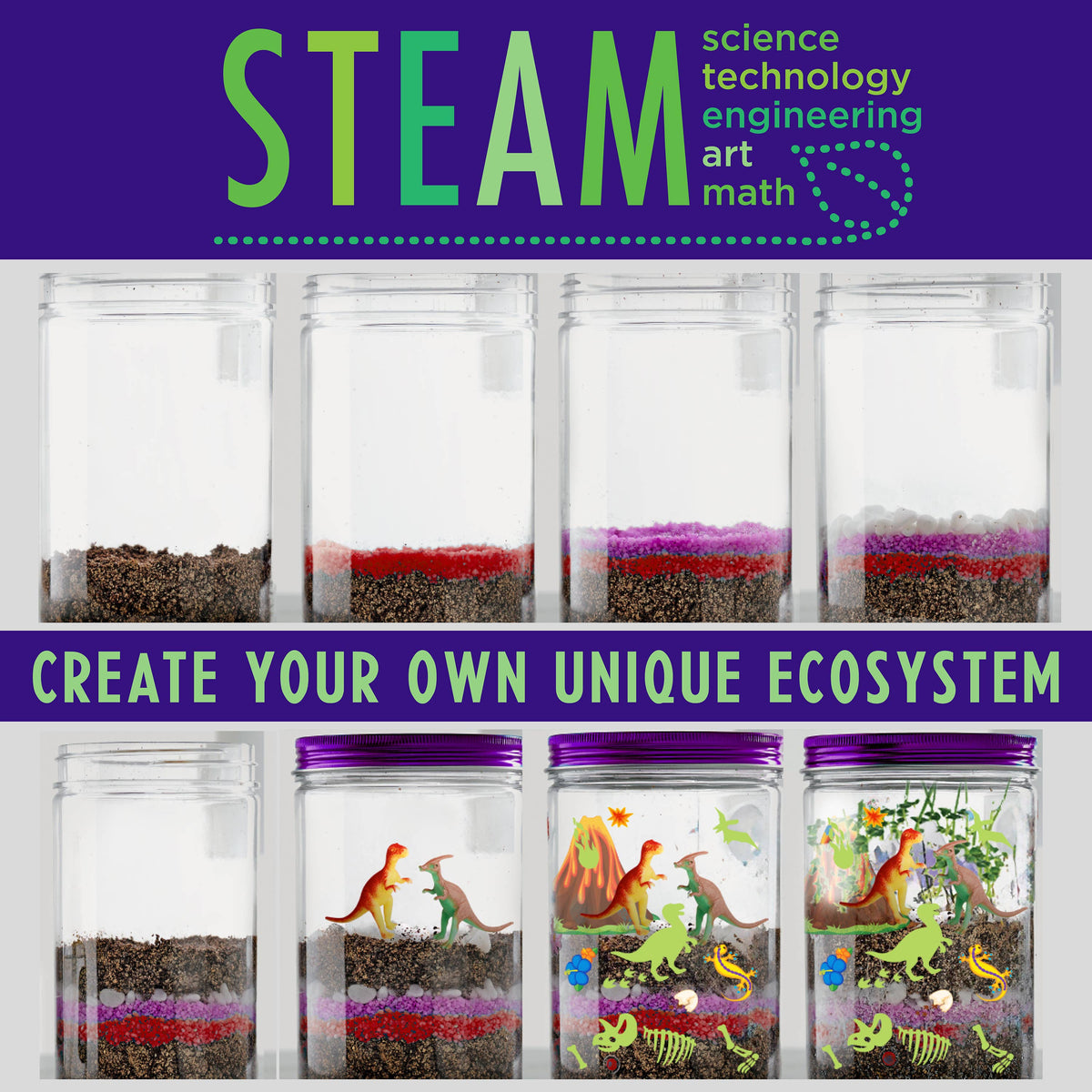 Grow N' Glow Dinosaur Terrarium | DIY Craft Kit for Kids