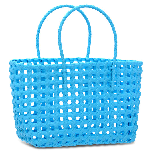 Large Blue Woven Tote Bag