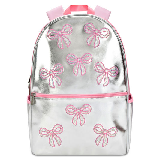 Sequin Bows Backpack | Silver