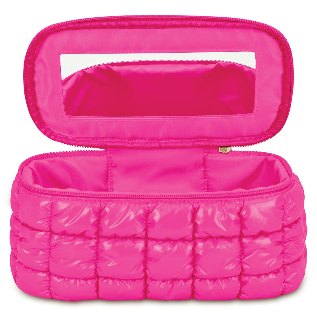Hot Pink Shiny Puffer Cosmetic Case