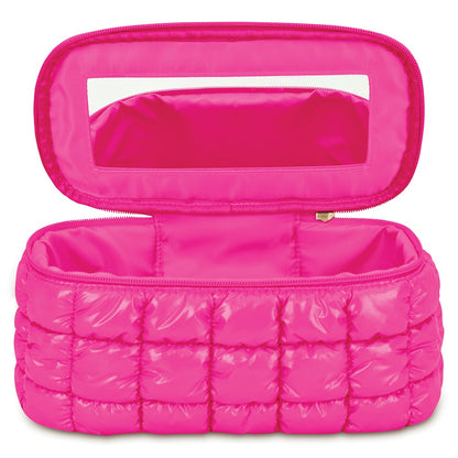 Hot Pink Shiny Puffer Cosmetic Case