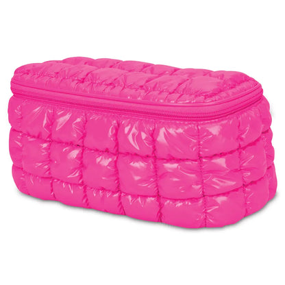 Hot Pink Shiny Puffer Cosmetic Case