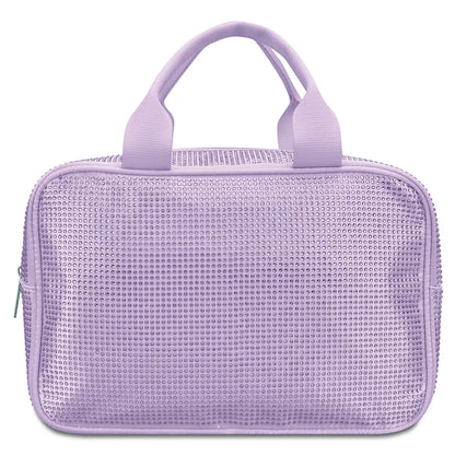Lavender Rhinestone Large Cosmetic Bag
