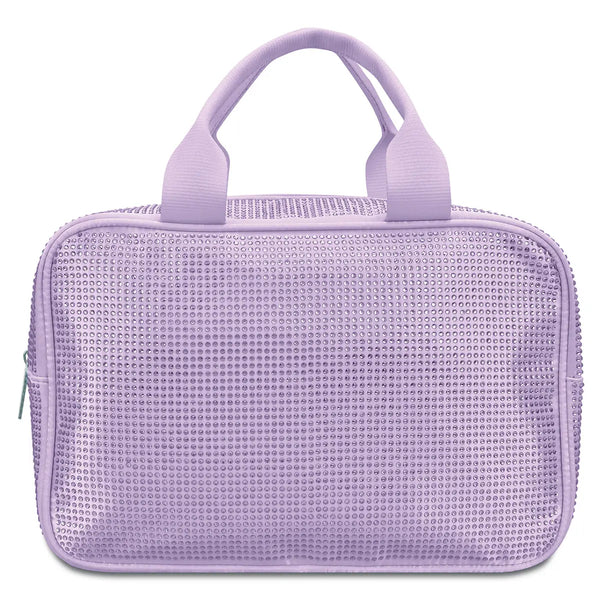 Lavender Rhinestone Large Cosmetic Bag