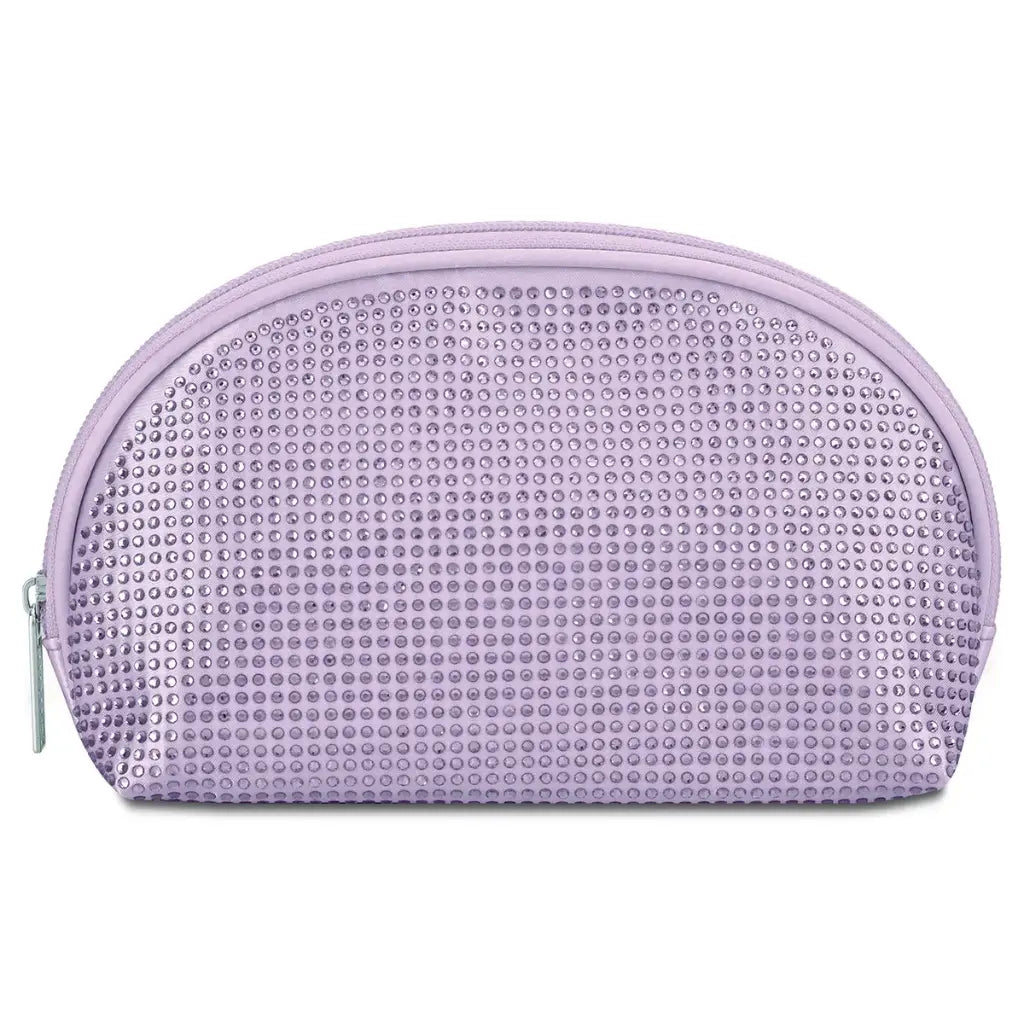 Lavender Rhinestone Oval Cosmetic Bag