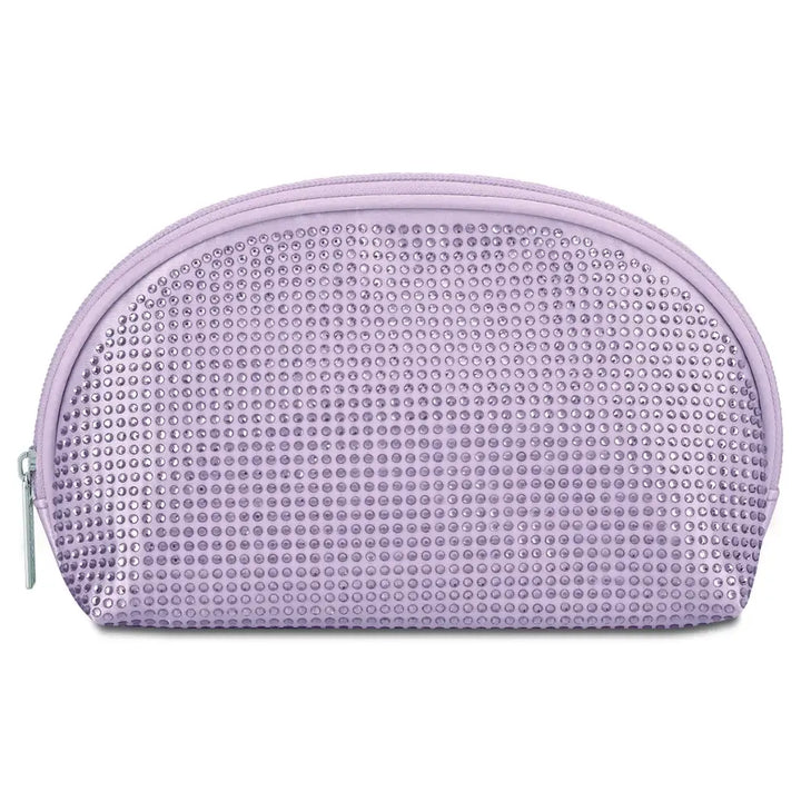 Lavender Rhinestone Oval Cosmetic Bag