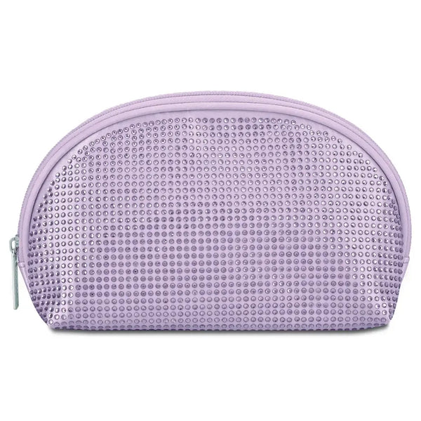 Lavender Rhinestone Oval Cosmetic Bag