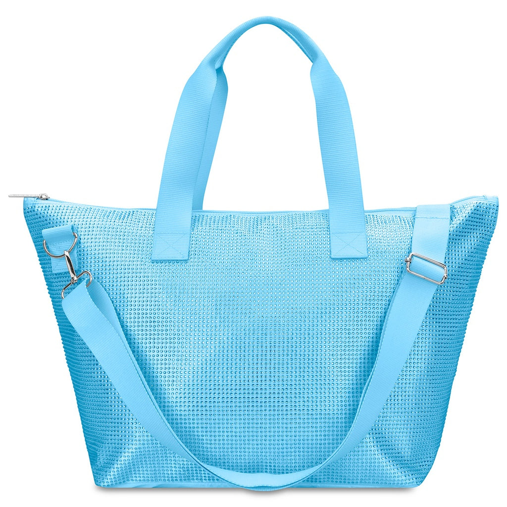 Blue Rhinestone Overnight Bag