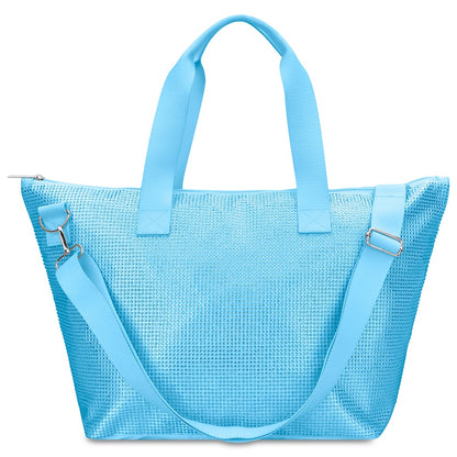 Blue Rhinestone Overnight Bag