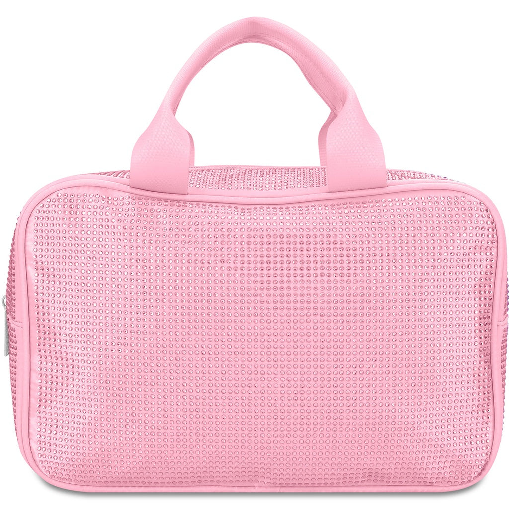 Pink Rhinestone Large Cosmetic Bag