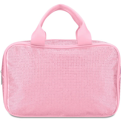 Pink Rhinestone Large Cosmetic Bag