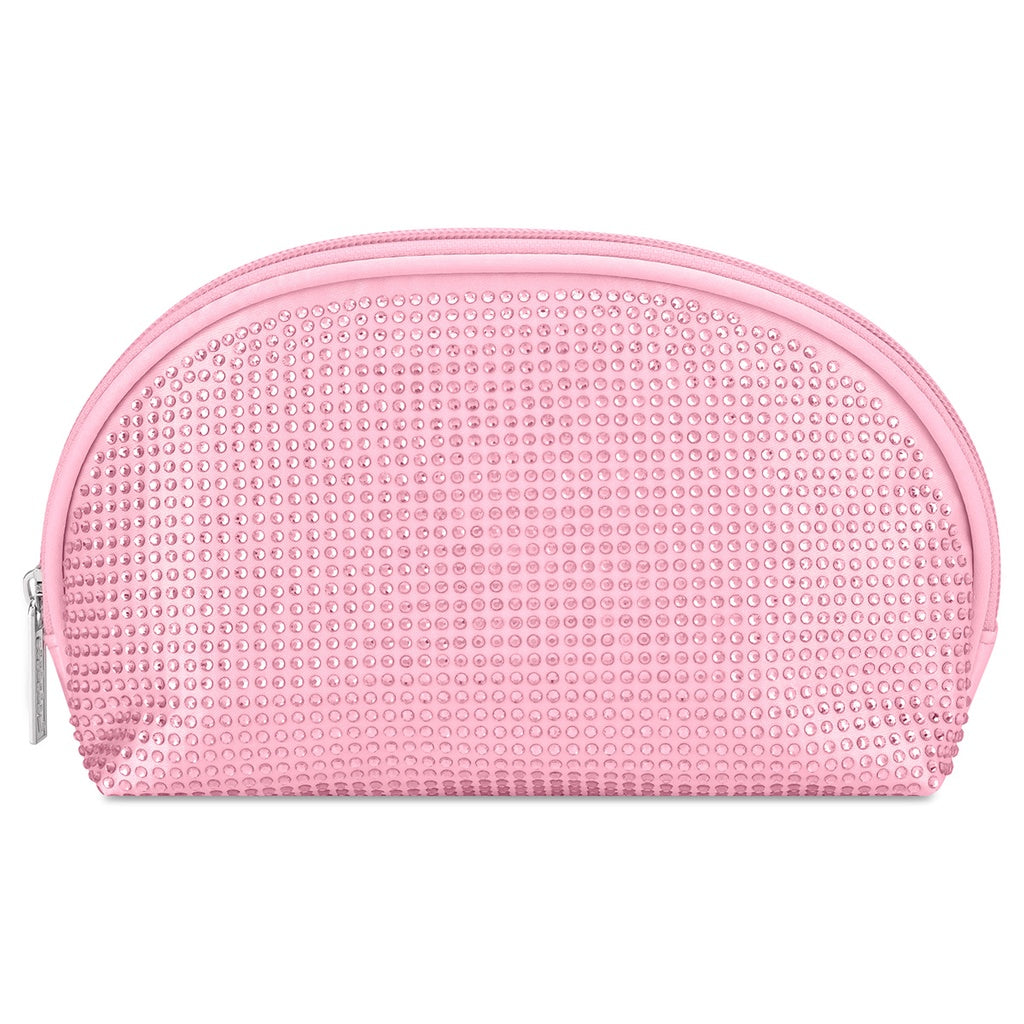 Pink Rhinestone Oval Cosmetic Bag