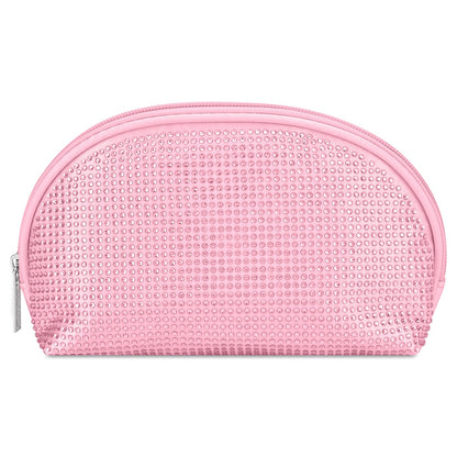 Pink Rhinestone Oval Cosmetic Bag