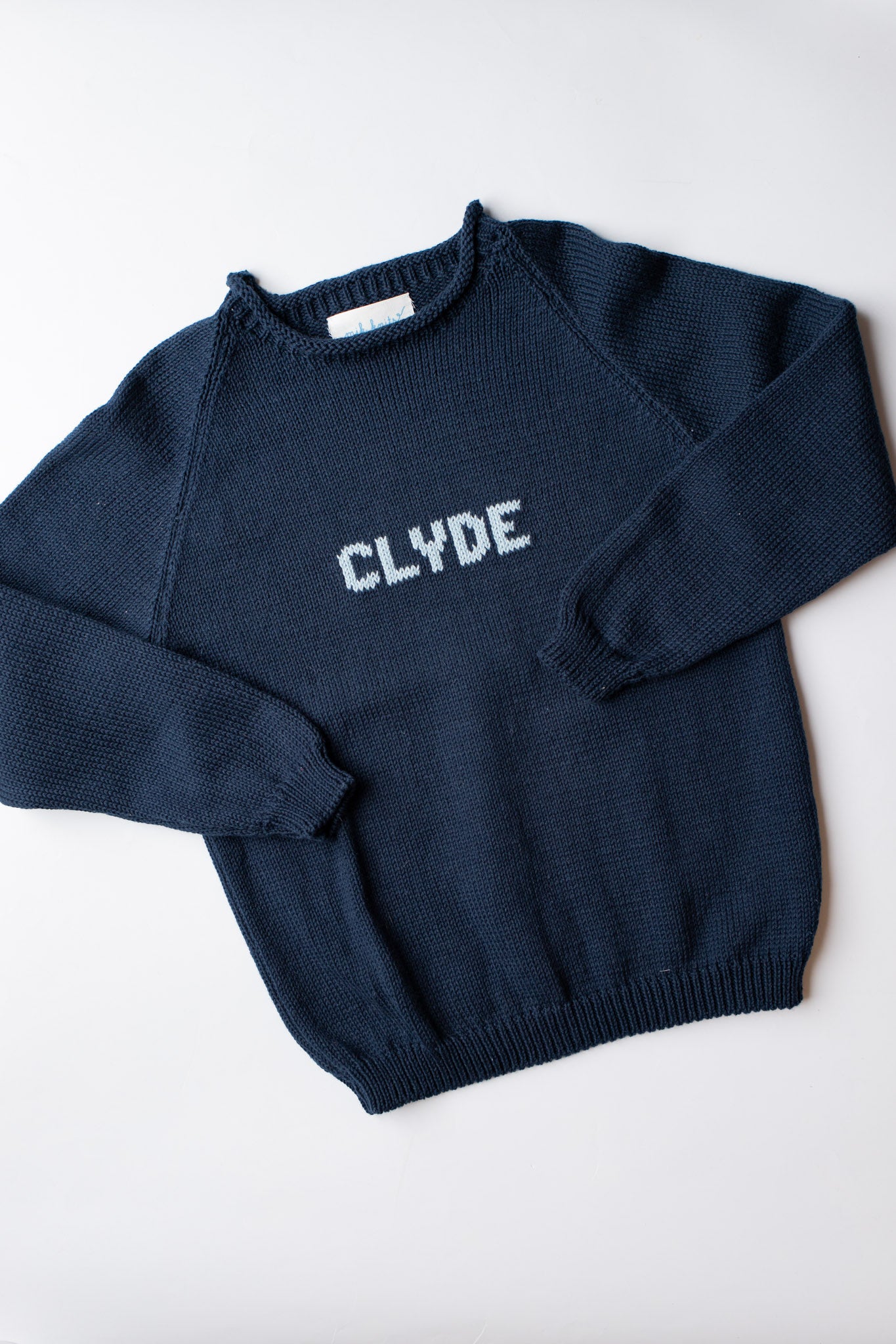 Name Sweater | Navy with Light Blue