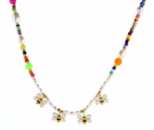 Beaded & Pearl Necklace | Bees