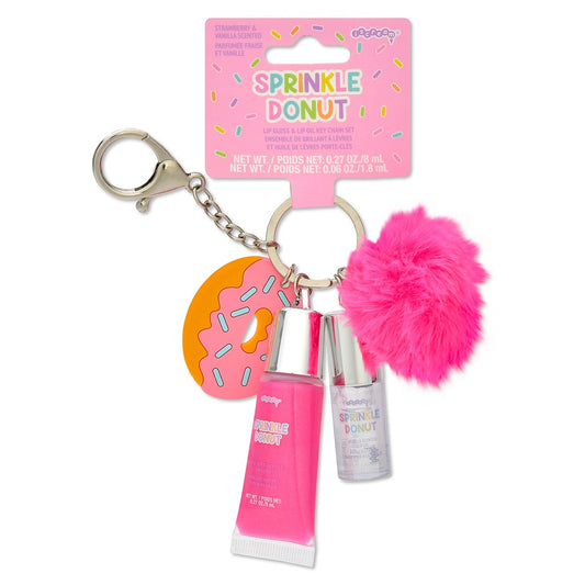 Donut Lip Gloss and Lip Oil Keychain Set