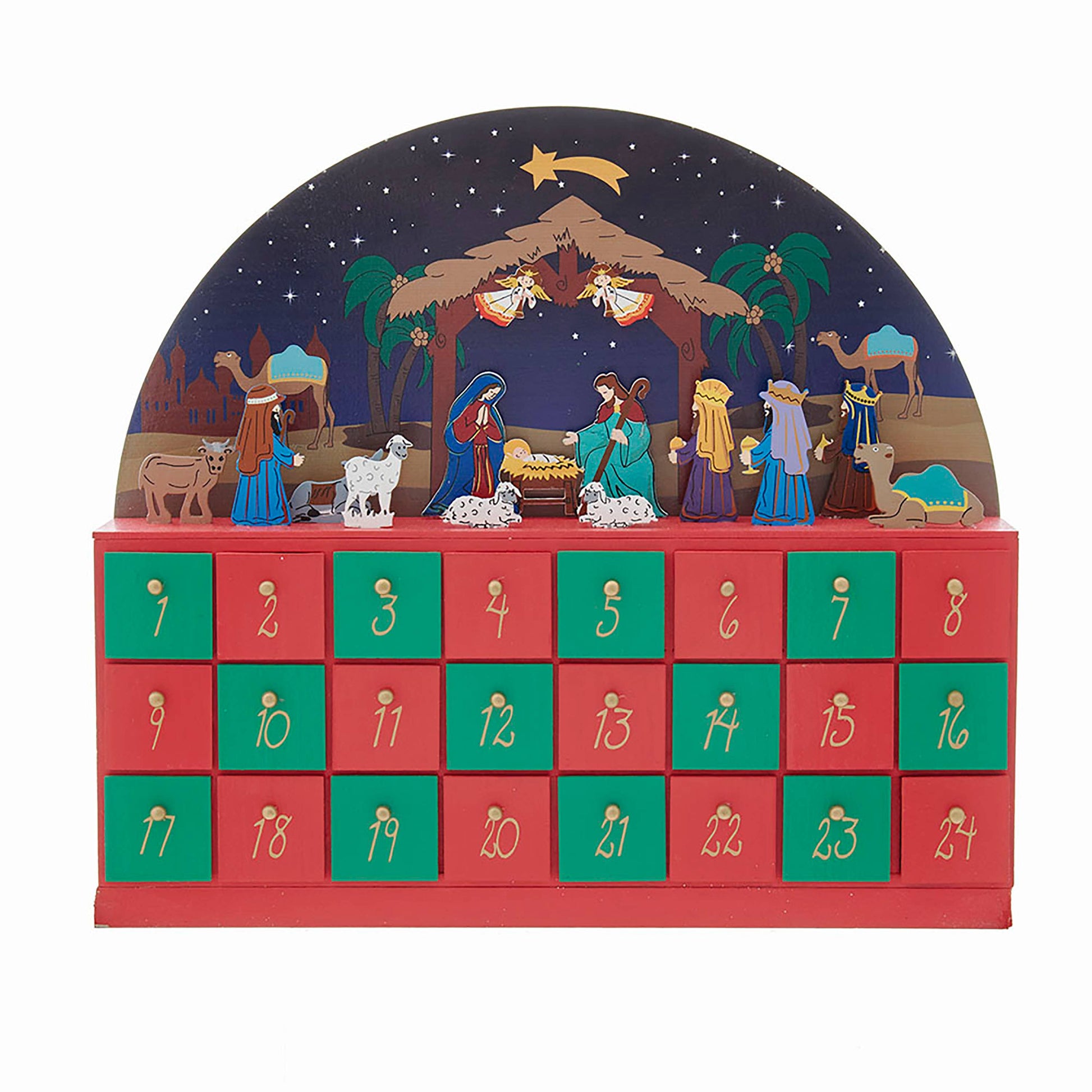 16.5" Wooden Nativity Advent Calendar
